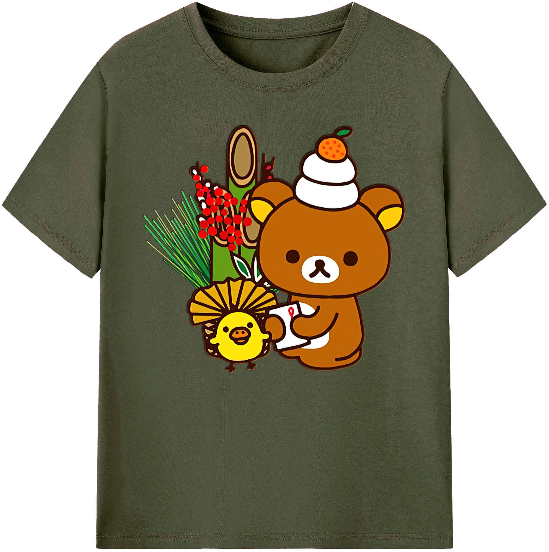（画像用） リラックマ リラックマ キイロイトリ Rilakkuma Korilakkuma Kiiroitori 綿100％ メンズ半袖Tシャツ｜肌触りやわらか＆通気性